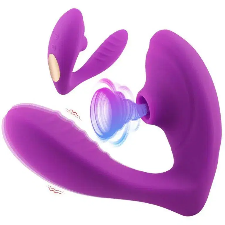 Vibrador Succionador de Clítoris y Punto G Recargable | Doble Estimulación Simultánea (Morado)